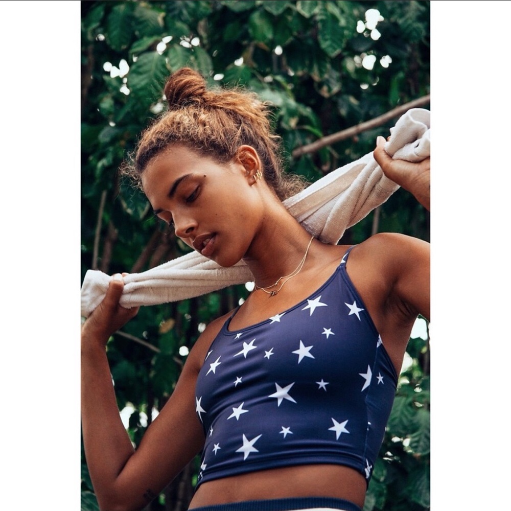Free People Navy Star Tank Top